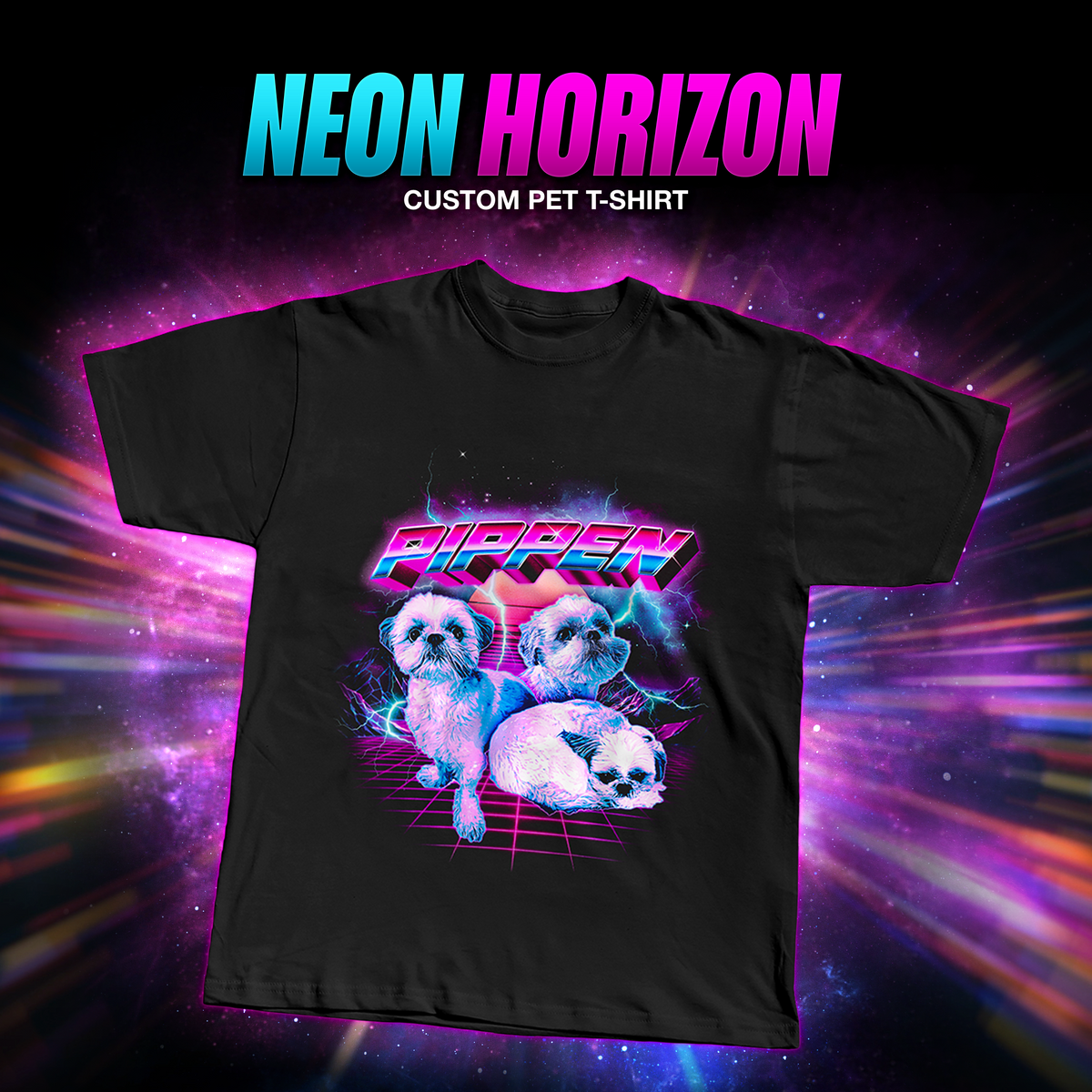 NEON HORIZON - Custom Pet T-Shirt